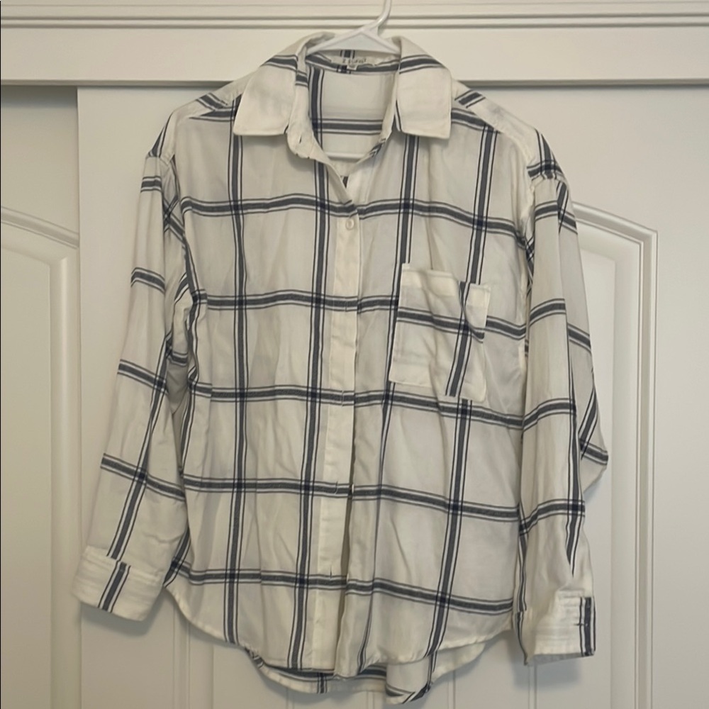 Z Supply White and Blue Button Down Shirt